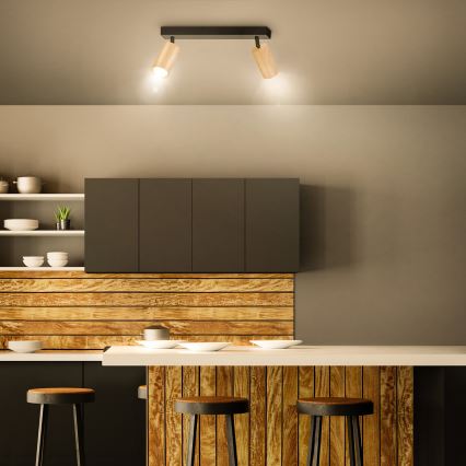 Brilagi - Reflektorska lampa SELE 2xGU10/30W/230V crno/dekor hrasta