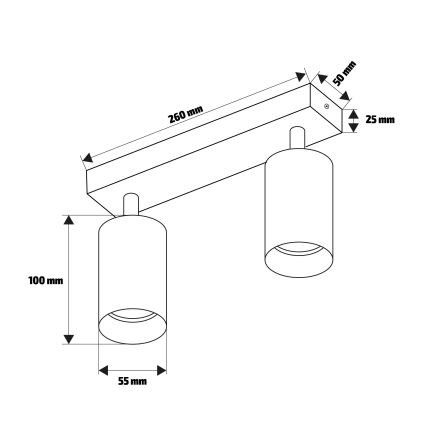 Brilagi - Reflektorska lampa SELE 2xGU10/30W/230V crno/dekor hrasta