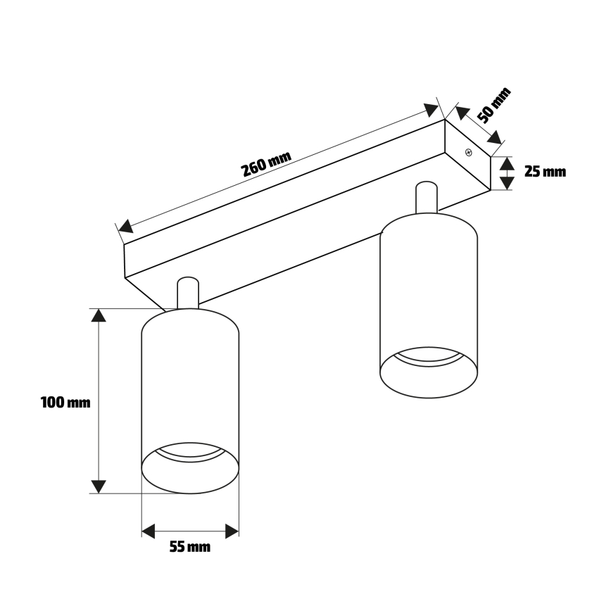 Brilagi - Reflektorska lampa SELE 2xGU10/30W/230V crno/dekor hrasta