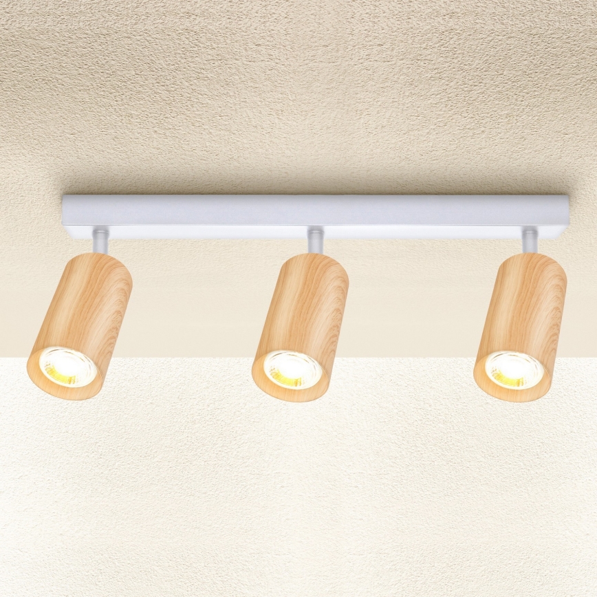 Brilagi - Reflektorska lampa SELE 3xGU10/30W/230V bela/dekor hrasta