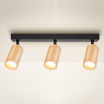 Brilagi - Reflektorska lampa SELE 3xGU10/30W/230V crno/dekor hrasta