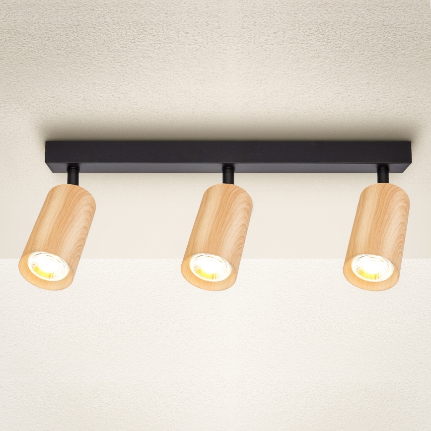 Brilagi - Reflektorska lampa SELE 3xGU10/30W/230V crno/dekor hrasta