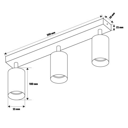 Brilagi - Reflektorska lampa SELE 3xGU10/30W/230V crno