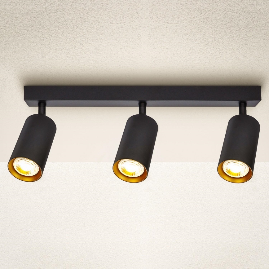 Brilagi - Reflektorska lampa SELE 3xGU10/30W/230V crno/zlatna