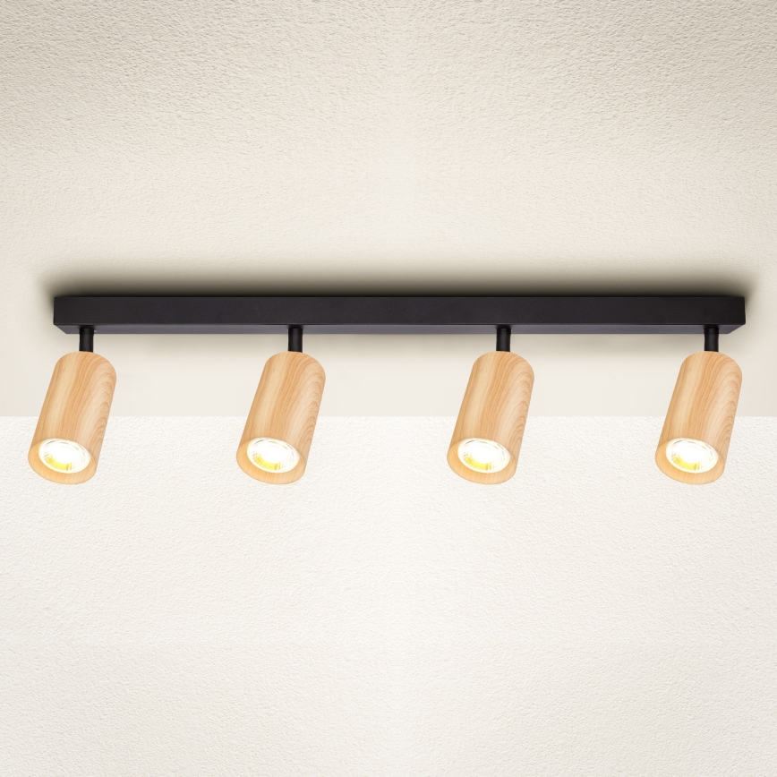Brilagi - Reflektorska lampa SELE 4xGU10/30W/230V crno/dekor hrasta