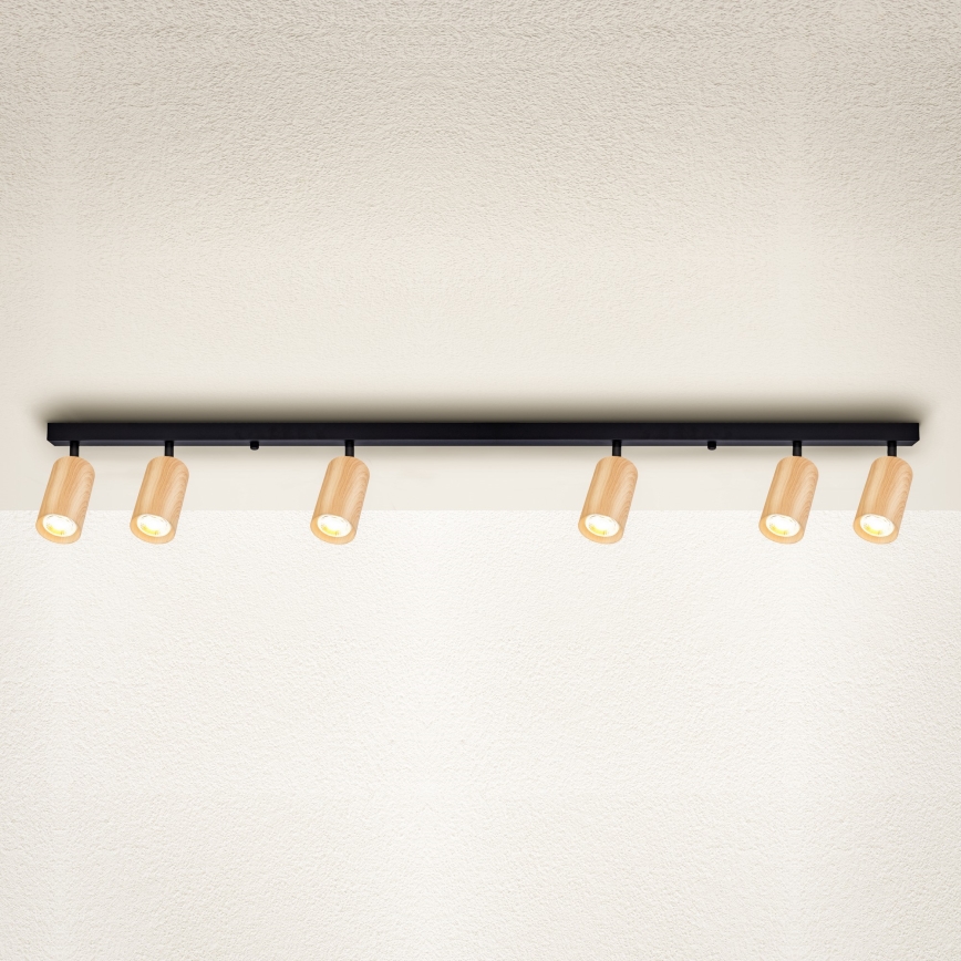 Brilagi - Reflektorska lampa SELE 6xGU10/30W/230V crno/dekor hrasta