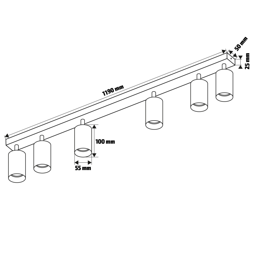 Brilagi - Reflektorska lampa SELE 6xGU10/30W/230V crno/dekor hrasta