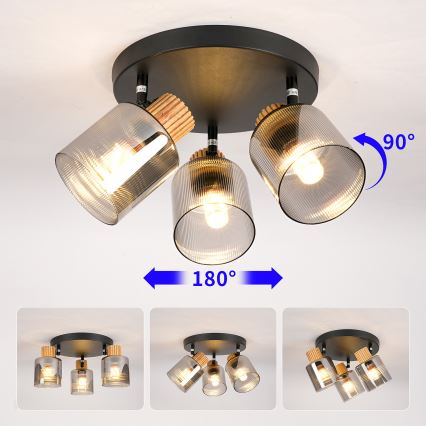 Brilagi - Reflektorska svetiljka HYGGE 3xE14/15W/230V crna/zadimljena