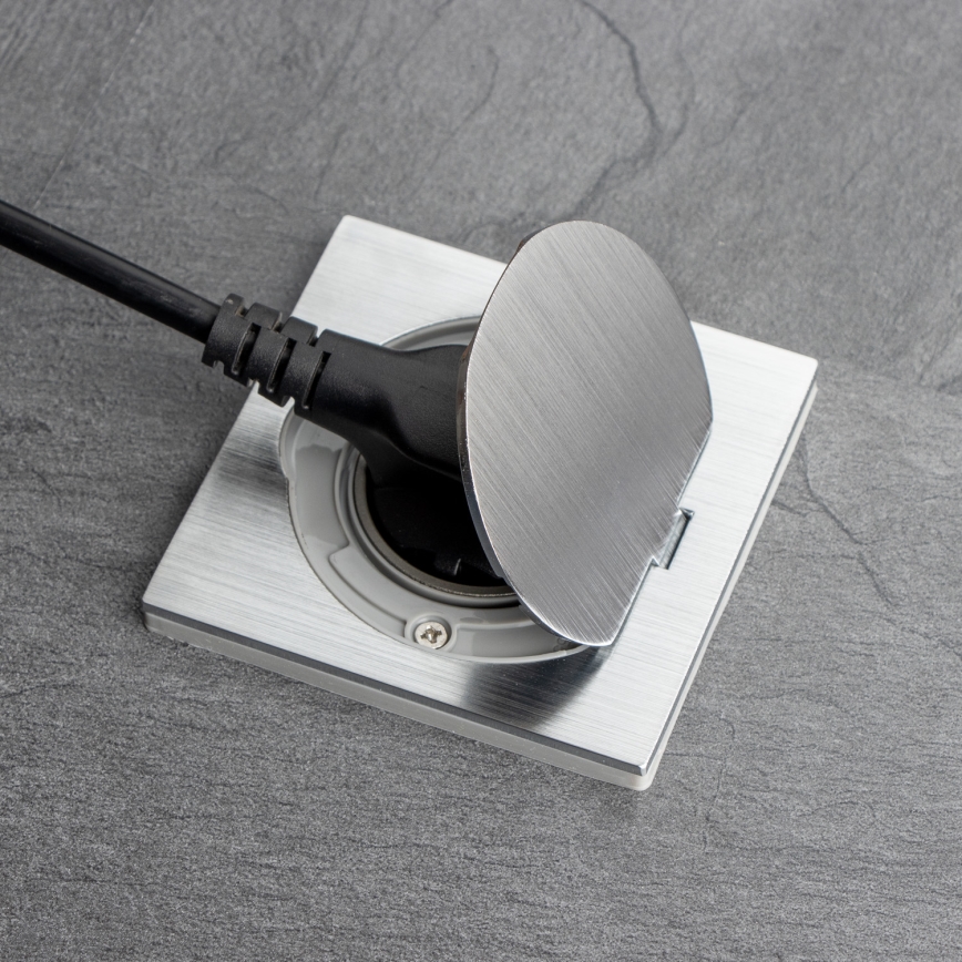 Brilagi - Spoljna ugradna podna utičnica IP55, mat hrom, kvadratna