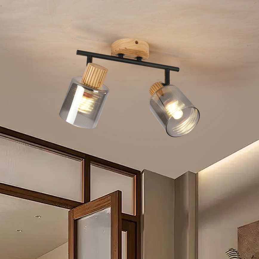 Brilagi - Spot svetiljka HYGGE 2xE14/15W/230V kaučukovo drvo/dimljena