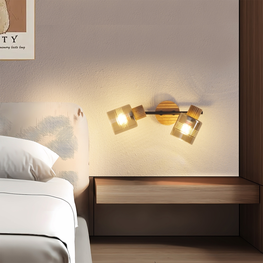 Brilagi - Spot svetiljka HYGGE 2xE14/15W/230V kaučukovo drvo/dimljena