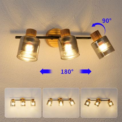 Brilagi - Spot svetiljka HYGGE 3xE14/15W/230V kaučukovo drvo/zadimljeno