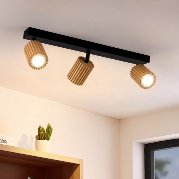 Brilagi - Spot svetiljka MODERN WOOD 3xGU10/8W/230V kaučukovo drvo/crna