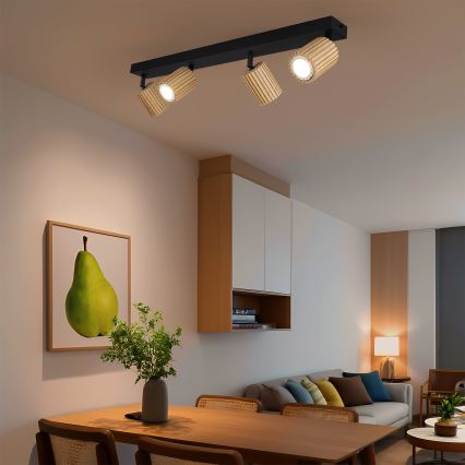 Brilagi - Spot svetiljka MODERN WOOD 4xGU10/8W/230V kaučukovac/crna