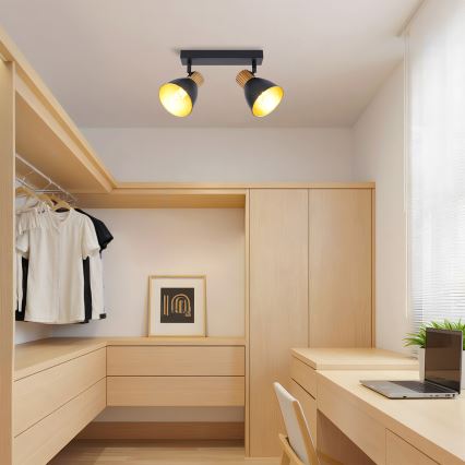 Brilagi - Spot svetiljka ODENSE 2xE14/10W/230V kaučukovo drvo/crna