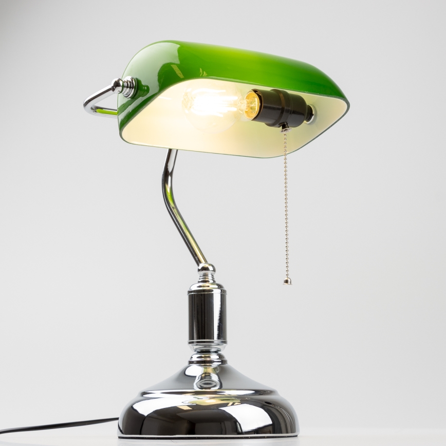 Brilagi - Stona lampa BANK OFFICE 1xE27/60W/230V sjajni krom/zelena