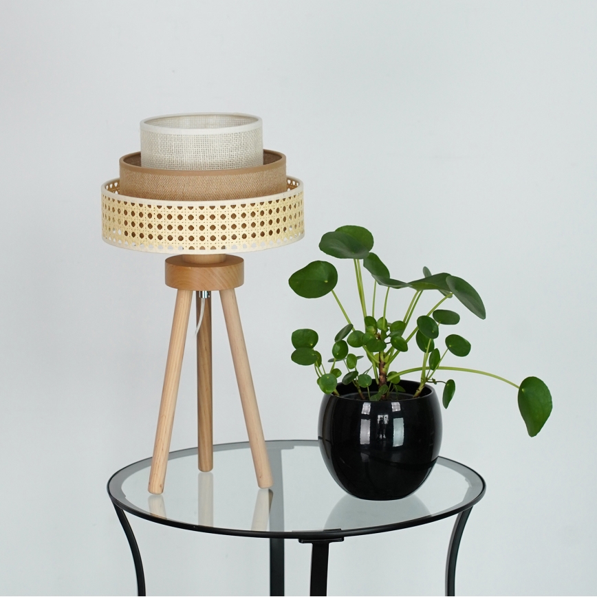 Brilagi - Stona lampa CEDAR LUNETA 1xE27/15W/230V bež/braon/kremasta