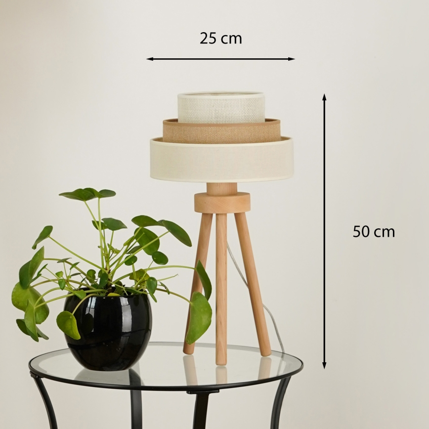 Brilagi - Stona lampa DENVER LUNETA 1xE27/15W/230V bež/braon/kremasta