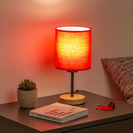 Brilagi - Stona lampa NUBILA WOOD 1xE27/25W/230V hrast/crveno