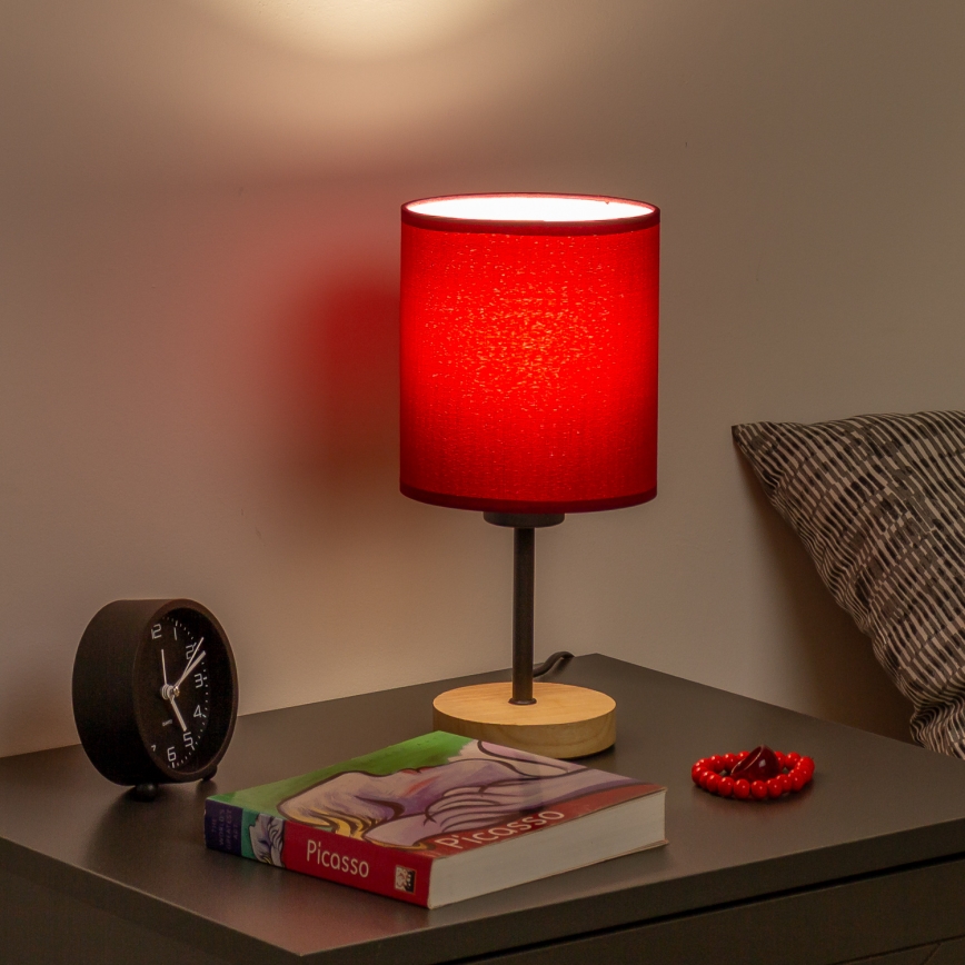 Brilagi - Stona lampa NUBILA WOOD 1xE27/25W/230V hrast/pompejska crveno