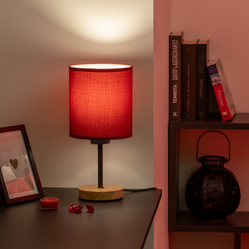 Brilagi - Stona lampa NUBILA WOOD 1xE27/25W/230V hrast/pompejska crveno