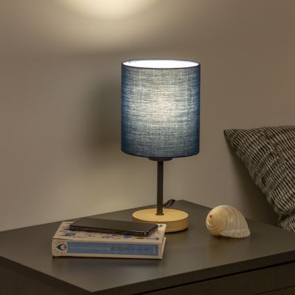 Brilagi - Stona lampa NUBILA WOOD 1xE27/25W/230V hrast/tamno plavi