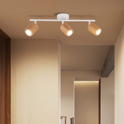 Brilagi - Stropni spot MODERN WOOD 3xGU10/8W/230V kaučukovo drvo/bela