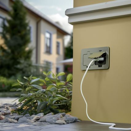 Brilagi - Vanjska ugradbeni podna dvostruka utičnica IP55 mat krom pravougaoni