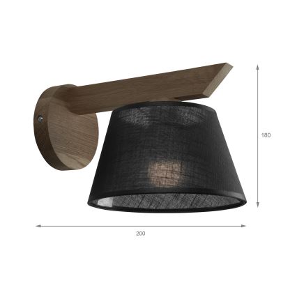 Brilagi - Zidna lampa ANTHONY 1xE14/40W/230V hrast/crno