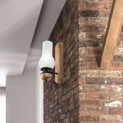 Brilagi - Zidna lampa COTTAGE 1xE14/40W/230V hrast/bela