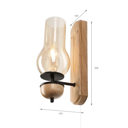 Brilagi - Zidna lampa COTTAGE 1xE14/40W/230V hrast/braon