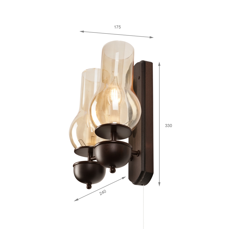 Brilagi - Zidna lampa COTTAGE 2xE14/40W/230V bukva/braon