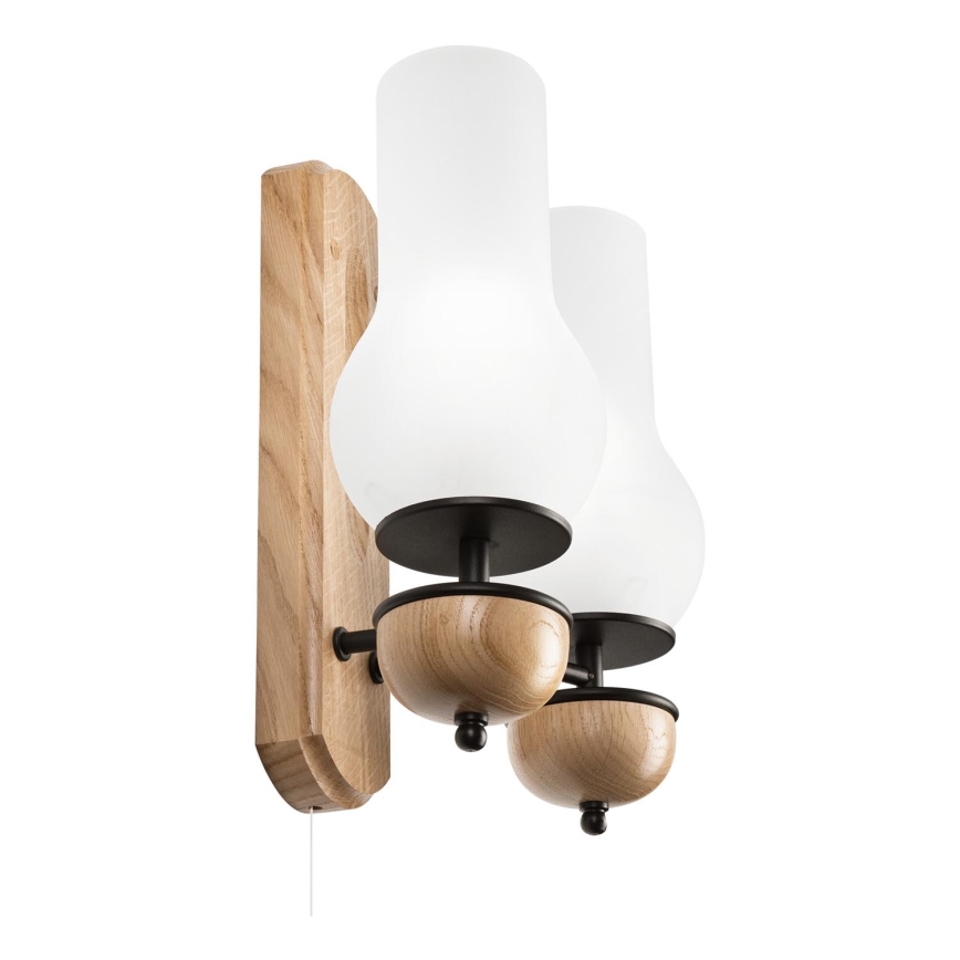 Brilagi - Zidna lampa COTTAGE 2xE14/40W/230V hrast/bela