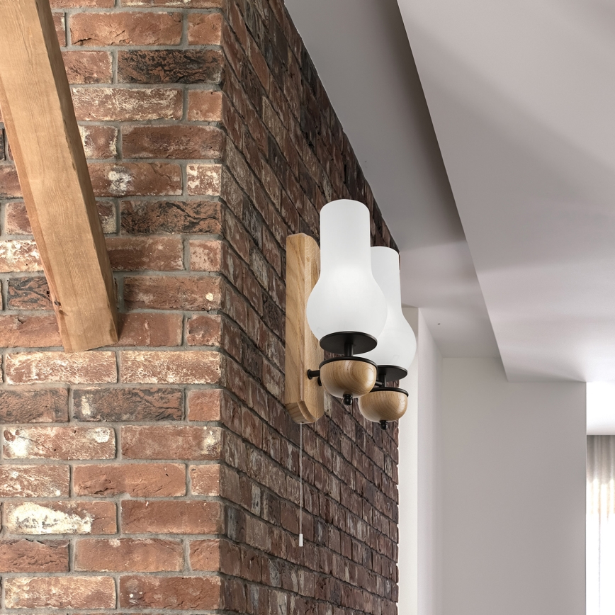 Brilagi - Zidna lampa COTTAGE 2xE14/40W/230V hrast/bela