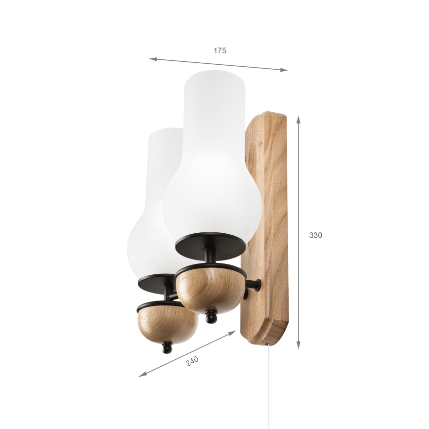 Brilagi - Zidna lampa COTTAGE 2xE14/40W/230V hrast/bela