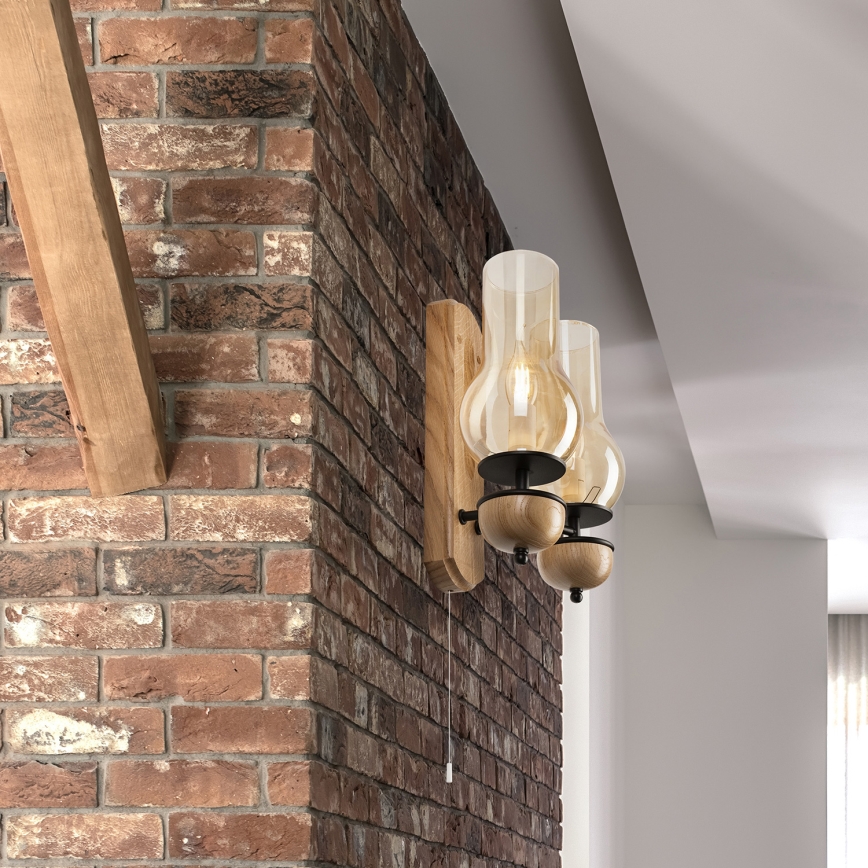 Brilagi - Zidna lampa COTTAGE 2xE14/40W/230V hrast/braon