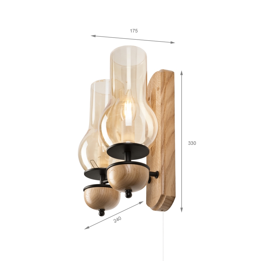 Brilagi - Zidna lampa COTTAGE 2xE14/40W/230V hrast/braon