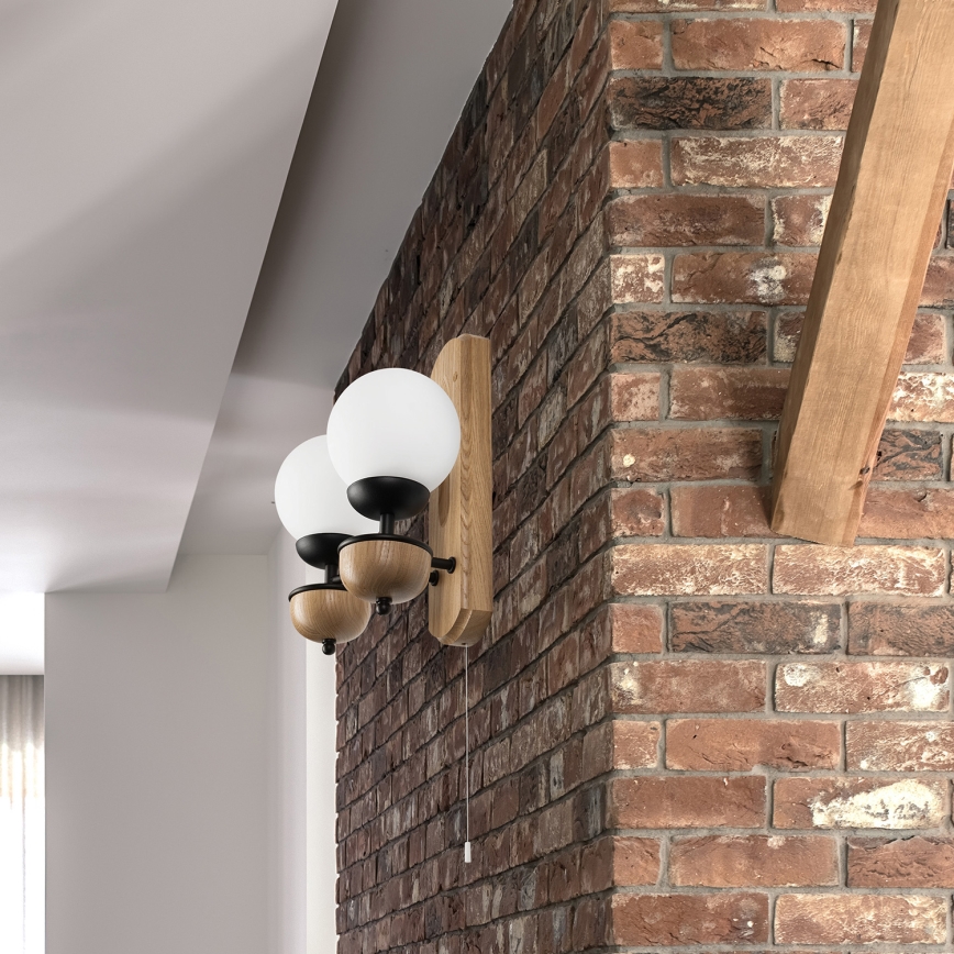 Brilagi - Zidna lampa COTTAGE 2xG9/40W/230V hrast/bela