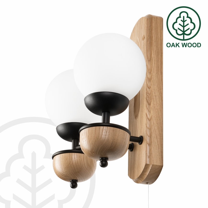 Brilagi - Zidna lampa COTTAGE 2xG9/40W/230V hrast/bela