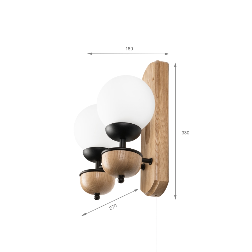 Brilagi - Zidna lampa COTTAGE 2xG9/40W/230V hrast/bela