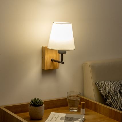 Brilagi - Zidna lampa NUBILA WOOD 1xE27/25W/230V hrast/bela