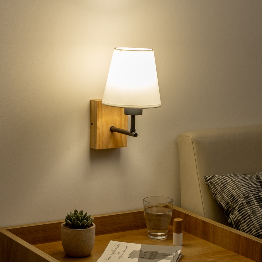 Brilagi - Zidna lampa NUBILA WOOD 1xE27/25W/230V hrast/bela