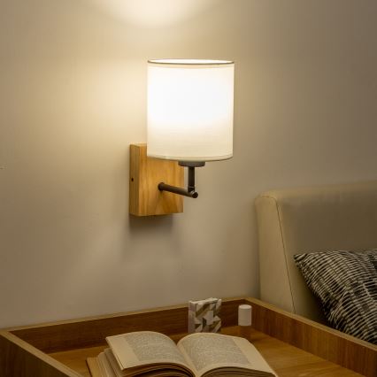 Brilagi - Zidna lampa NUBILA WOOD 1xE27/25W/230V hrast/bela