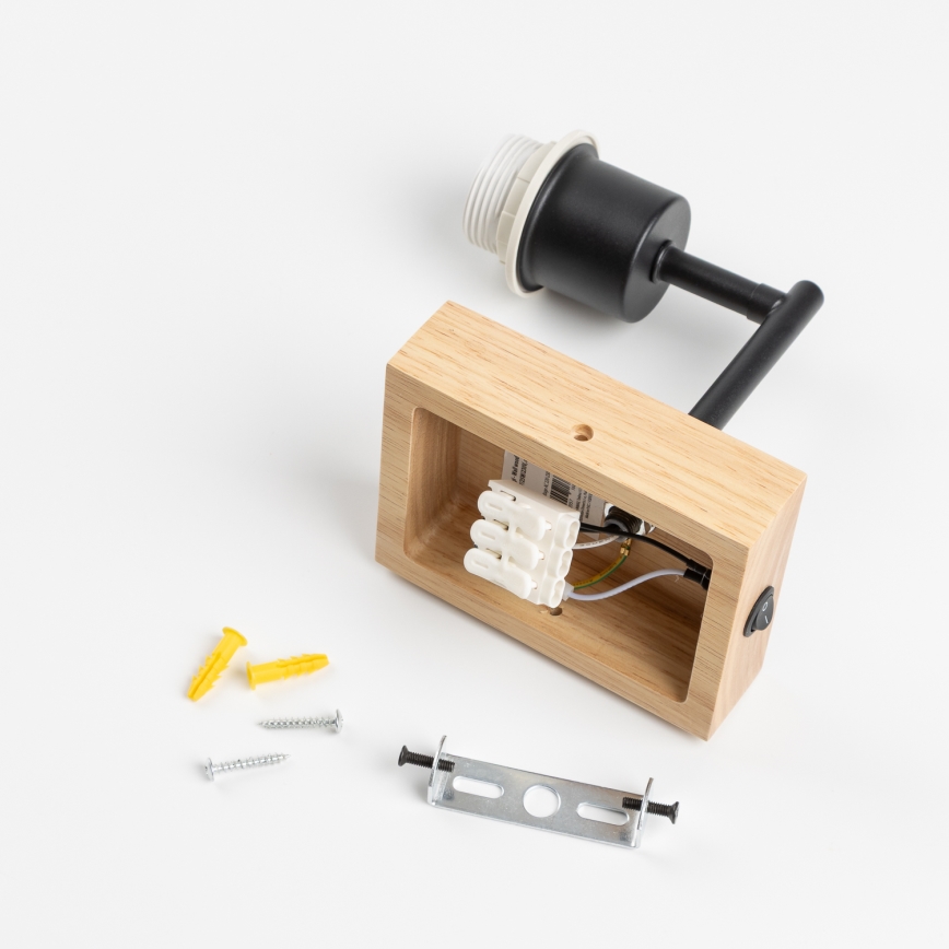 Brilagi - Zidna lampa NUBILA WOOD 1xE27/25W/230V hrast/crno