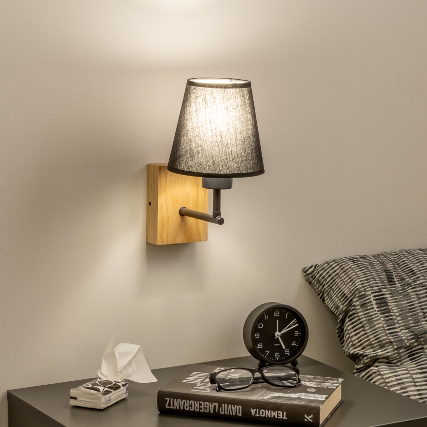 Brilagi - Zidna lampa NUBILA WOOD 1xE27/25W/230V hrast/crno