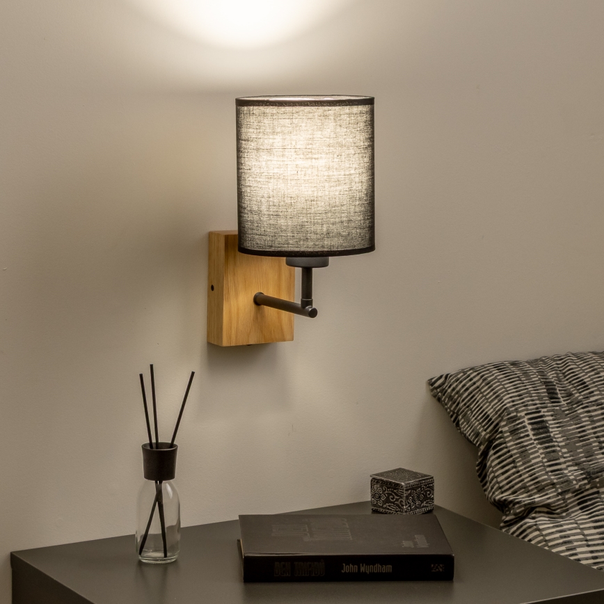 Brilagi - Zidna lampa NUBILA WOOD 1xE27/25W/230V hrast/crno