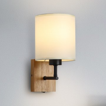Brilagi - Zidna lampa NUBILA WOOD 1xE27/25W/230V hrast/crno/kremasta