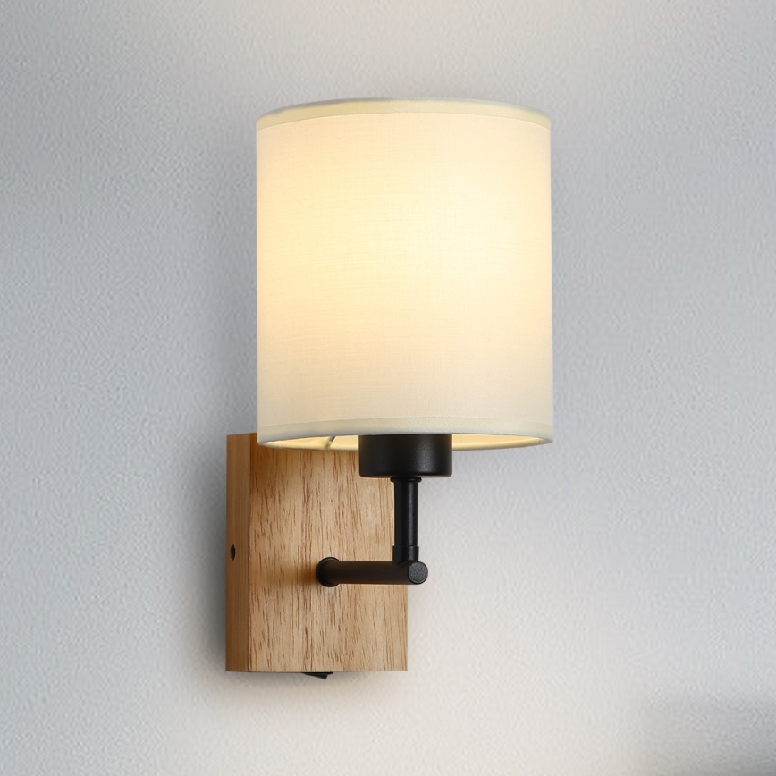 Brilagi - Zidna lampa NUBILA WOOD 1xE27/25W/230V hrast/crno/kremasta