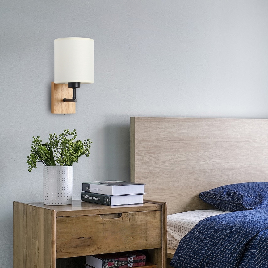 Brilagi - Zidna lampa NUBILA WOOD 1xE27/25W/230V hrast/crno/kremasta