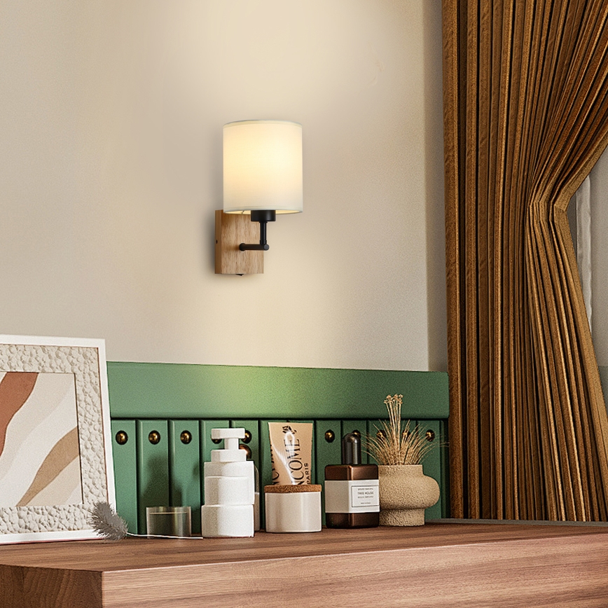 Brilagi - Zidna lampa NUBILA WOOD 1xE27/25W/230V hrast/crno/kremasta